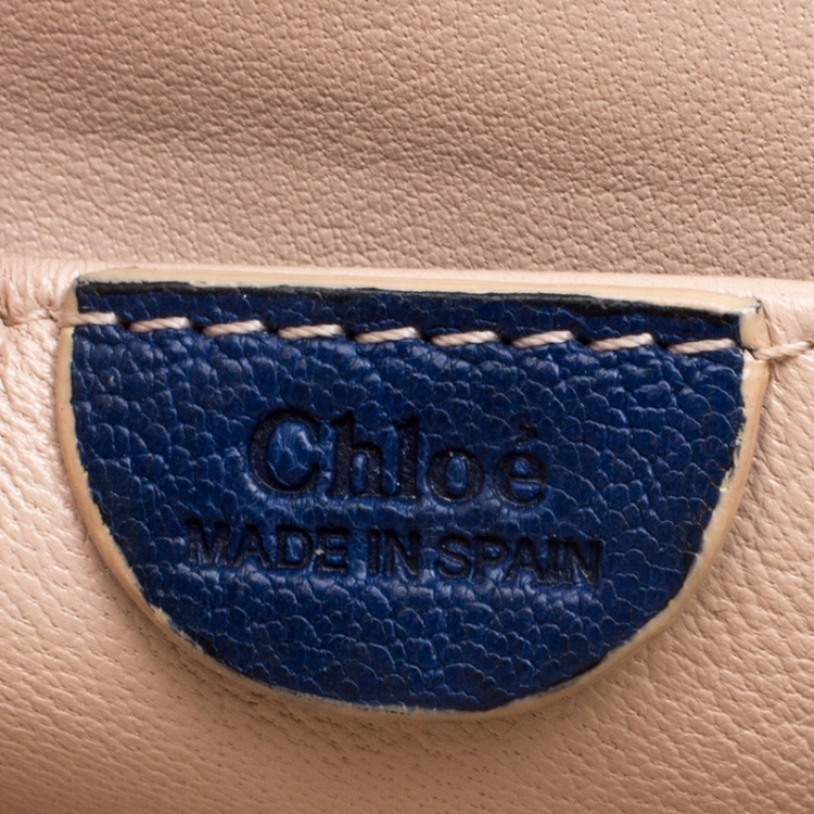 Pre Owned Chloe Blue Leather Mini Elsie Crossbody Bag