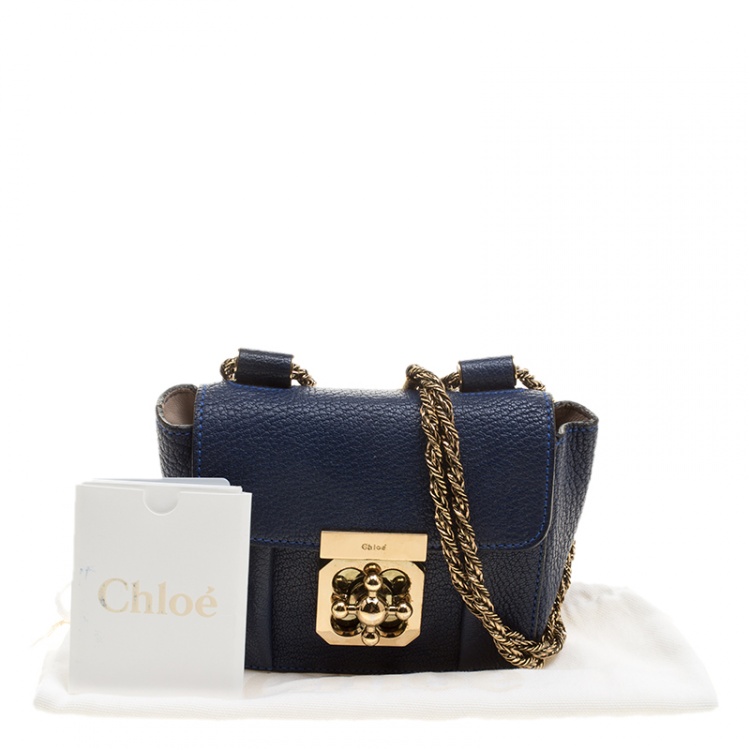 Pre Owned Chloe Blue Leather Mini Elsie Crossbody Bag