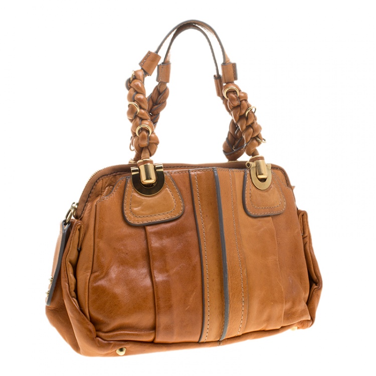 Pre Owned Chloe Cognac Leather Small Heloise Bag