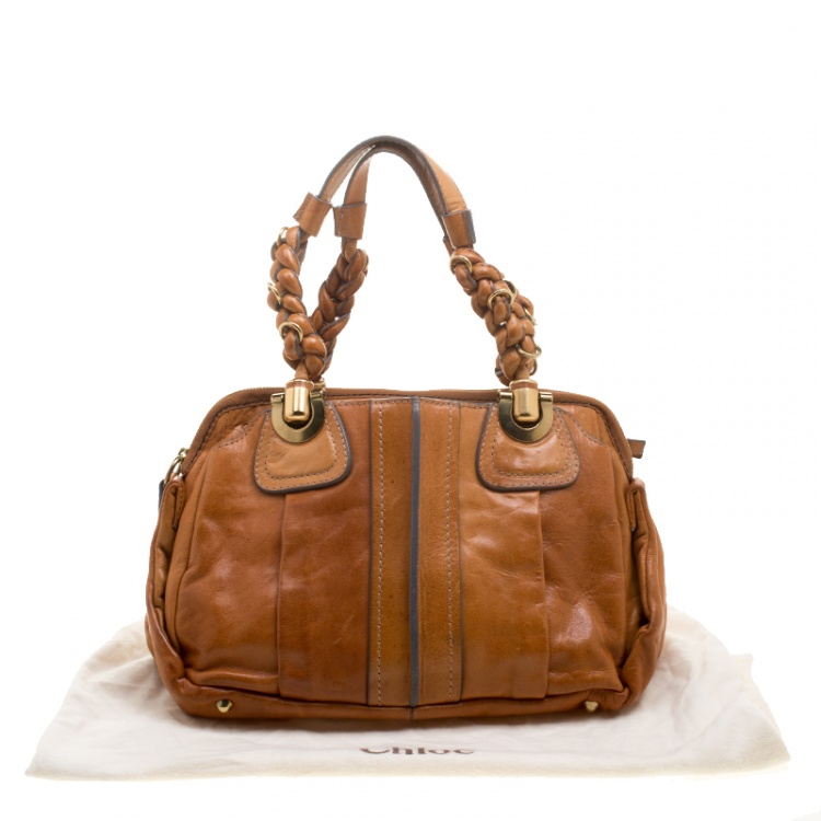 Pre Owned Chloe Cognac Leather Small Heloise Bag