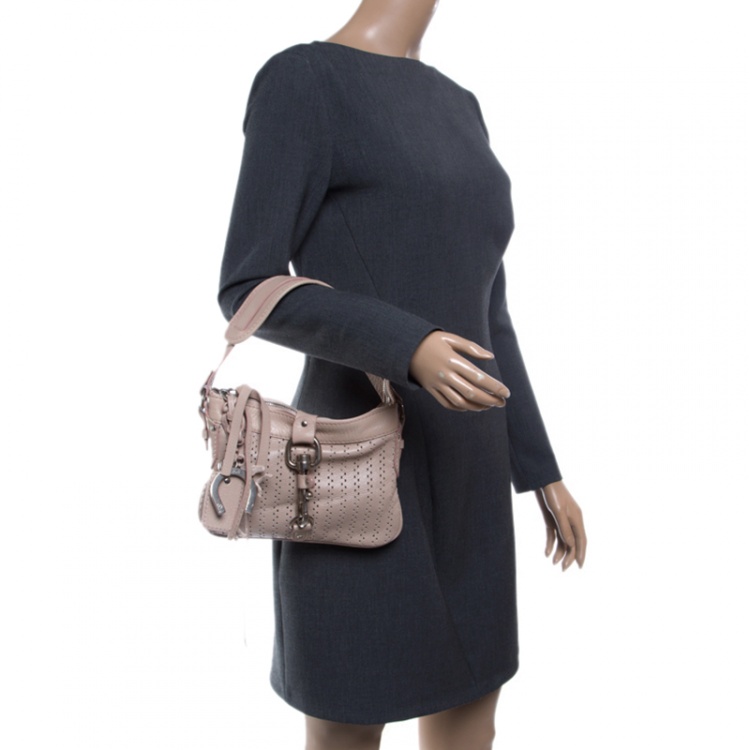 Pre Owned Chloe Beige Leather Laser Cut Shoulder Bag