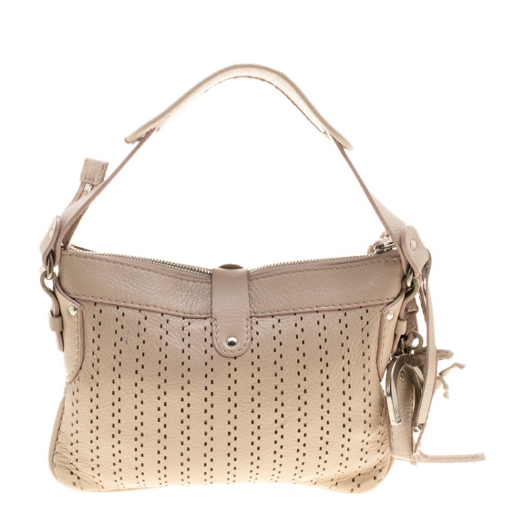 Pre Owned Chloe Beige Leather Laser Cut Shoulder Bag