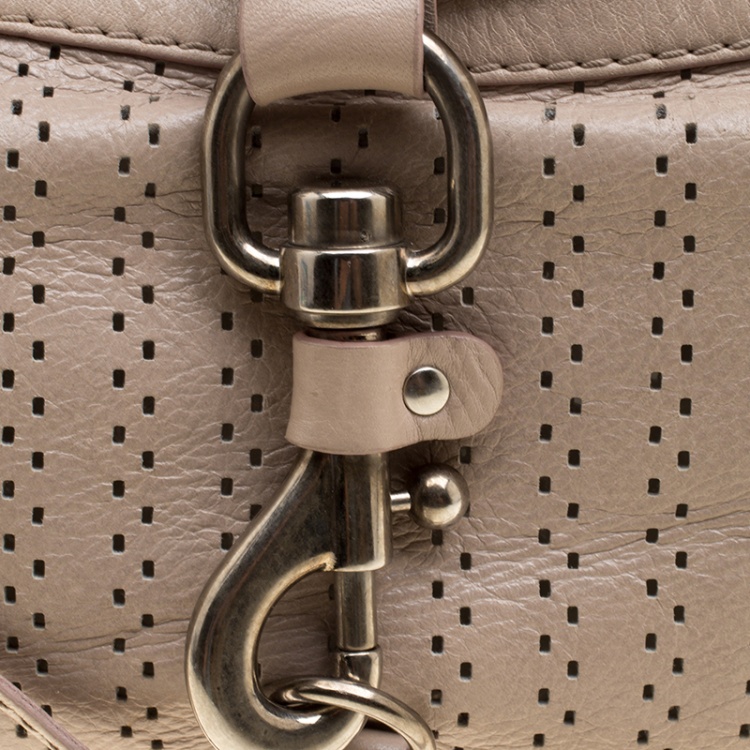 Pre Owned Chloe Beige Leather Laser Cut Shoulder Bag