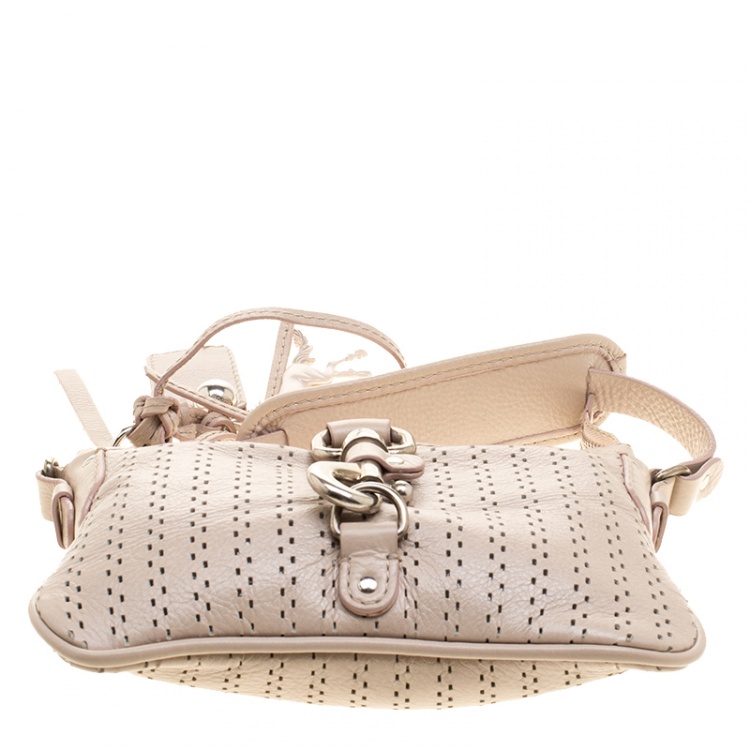 Pre Owned Chloe Beige Leather Laser Cut Shoulder Bag