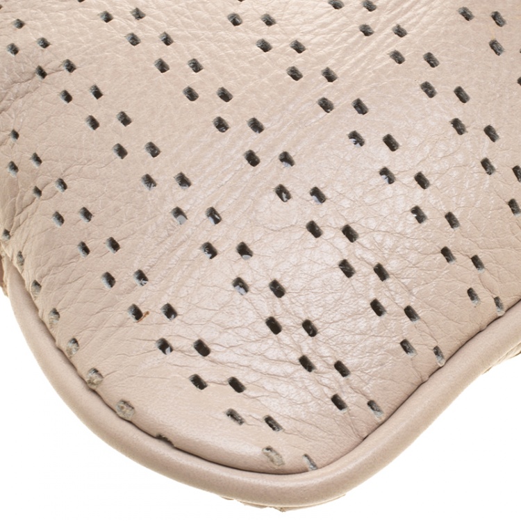 Pre Owned Chloe Beige Leather Laser Cut Shoulder Bag