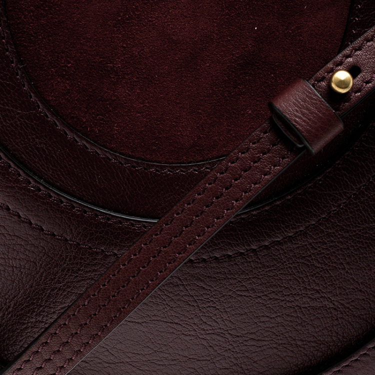 Pre Owned Chloe Burgundy Leather and Suede Small Pixie Round Top Handle Bag
