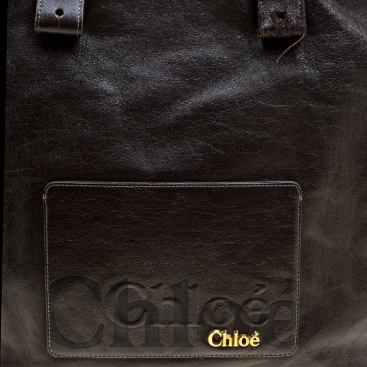 Pre Owned Chloe Brown Faux Leather Tote