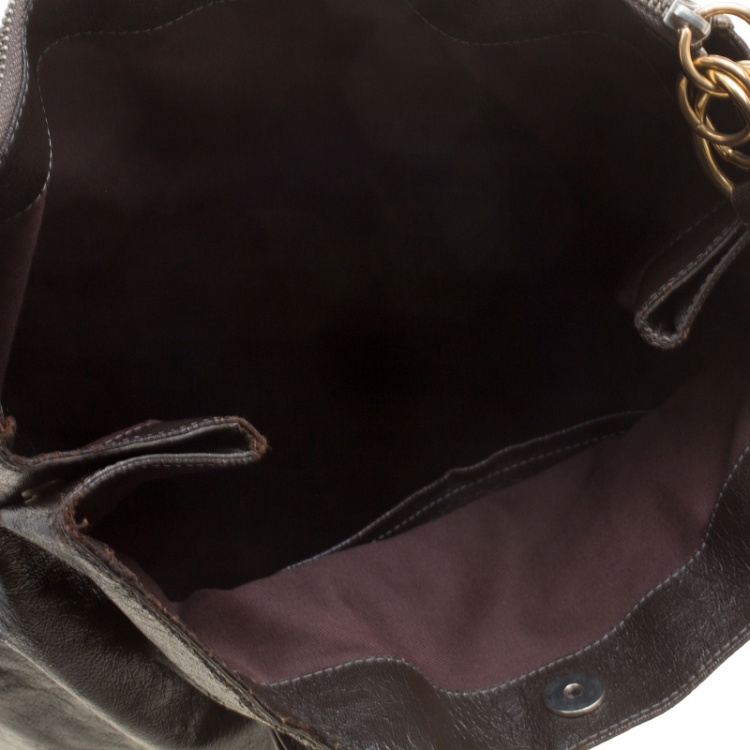 Pre Owned Chloe Brown Faux Leather Tote