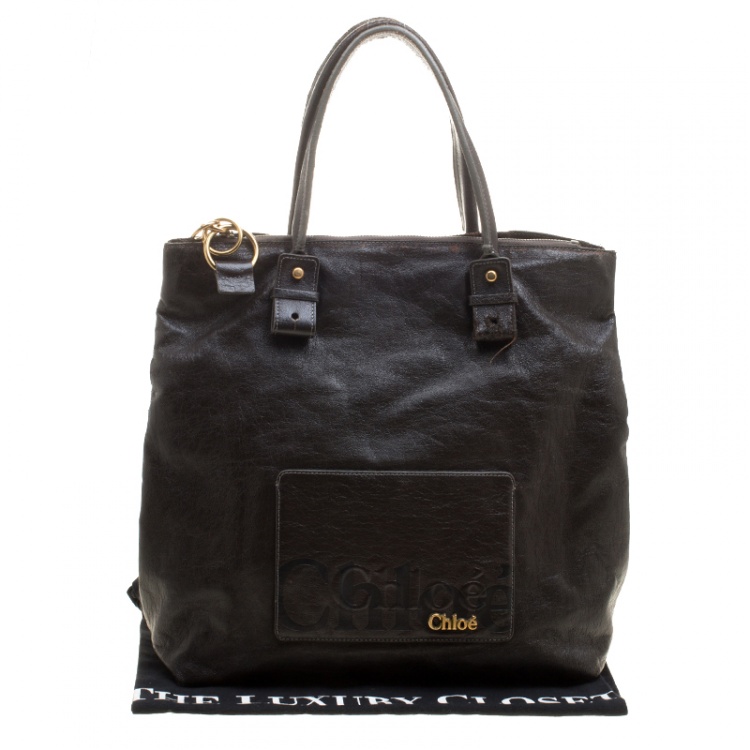 Pre Owned Chloe Brown Faux Leather Tote