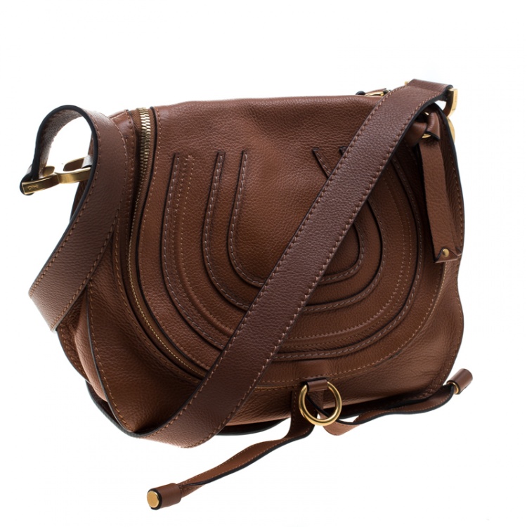 Pre Owned Chloe Brown Leather Medium Marcie Crossbody Bag