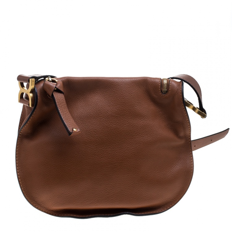 Pre Owned Chloe Brown Leather Medium Marcie Crossbody Bag