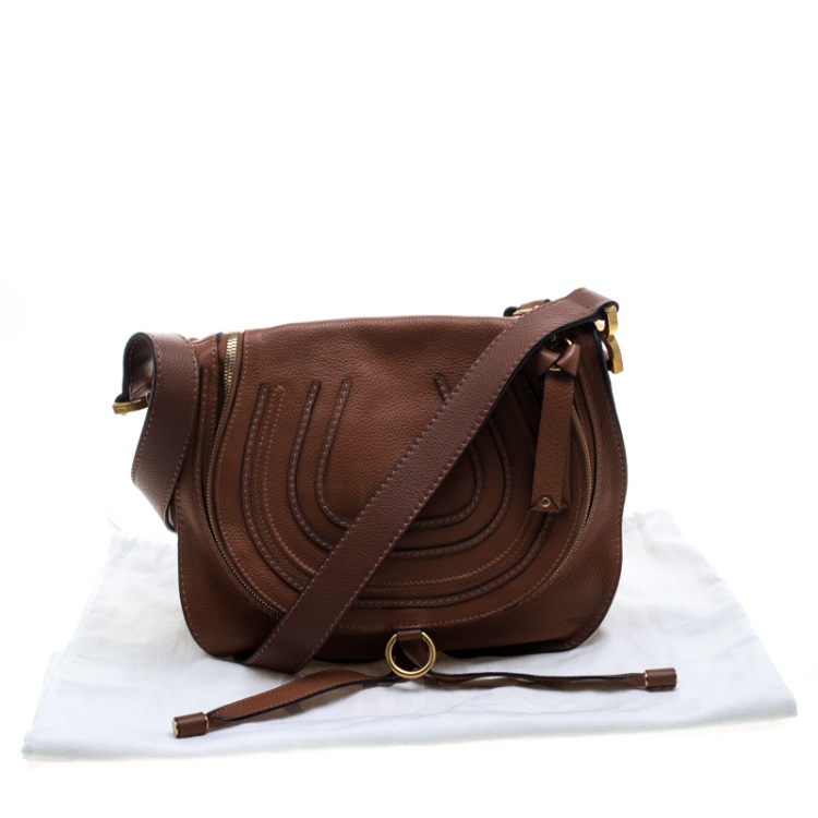 Pre Owned Chloe Brown Leather Medium Marcie Crossbody Bag