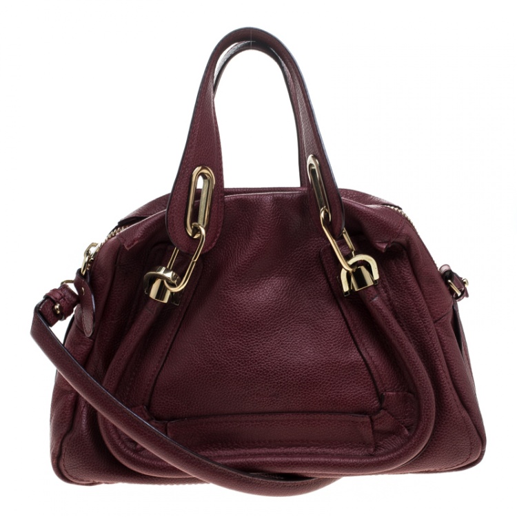 مملوكة مسبقًا Chloe Burgundy Leather Small Paraty Shoulder Bag
