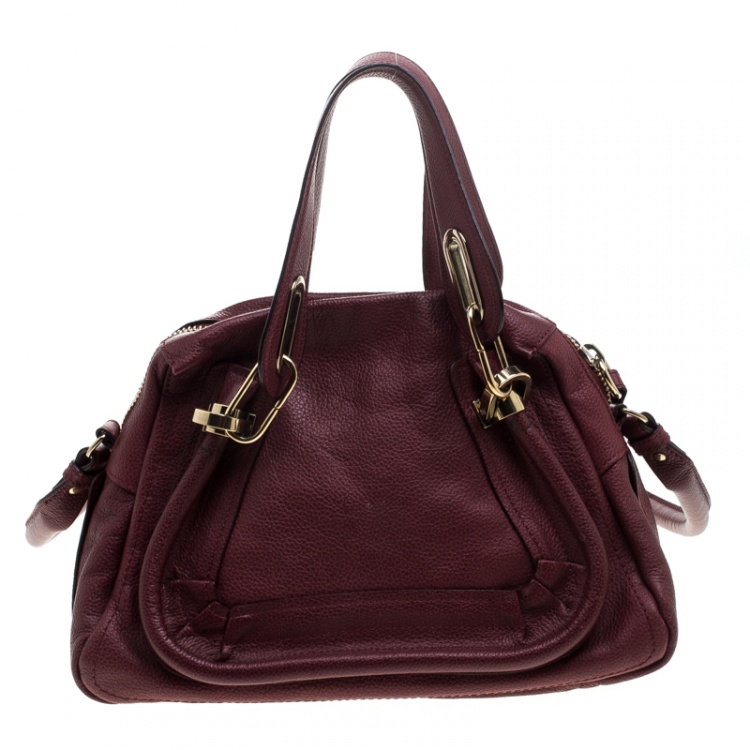 مملوكة مسبقًا Chloe Burgundy Leather Small Paraty Shoulder Bag