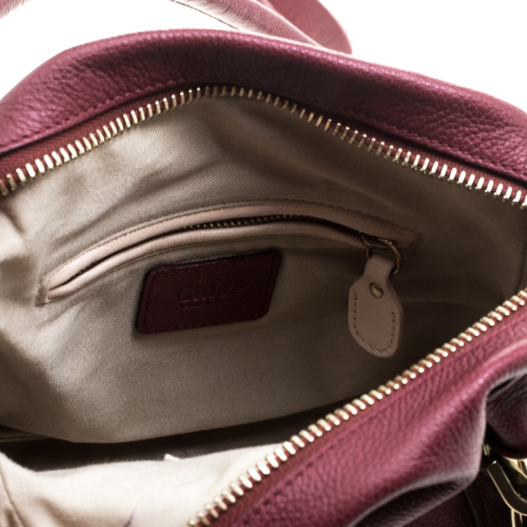 مملوكة مسبقًا Chloe Burgundy Leather Small Paraty Shoulder Bag