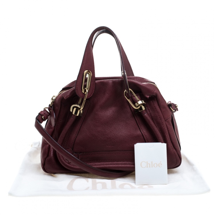 مملوكة مسبقًا Chloe Burgundy Leather Small Paraty Shoulder Bag