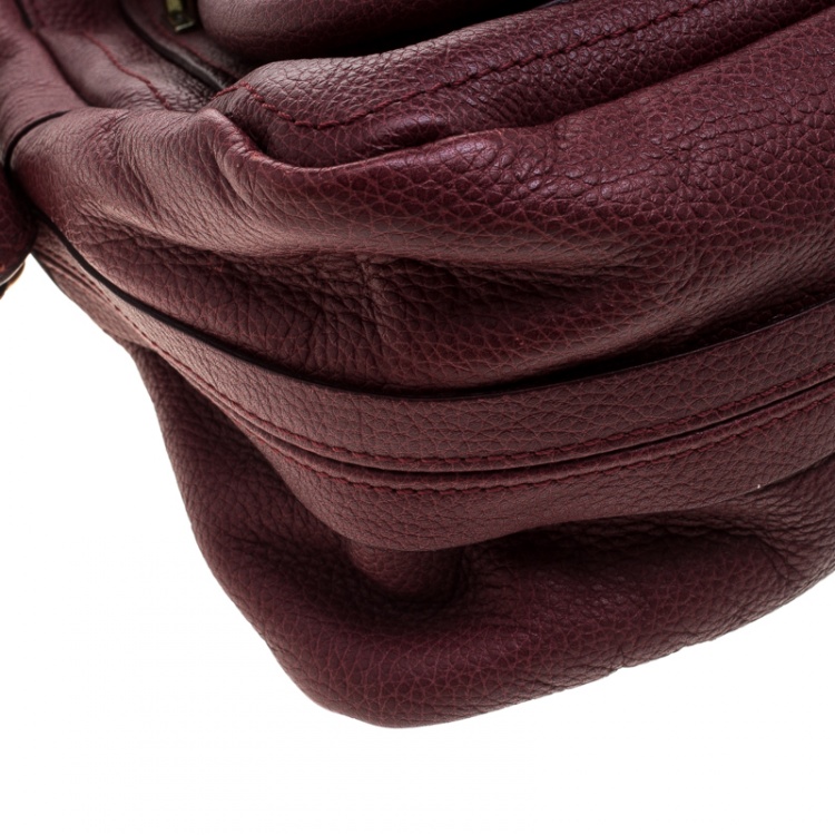 مملوكة مسبقًا Chloe Burgundy Leather Small Paraty Shoulder Bag