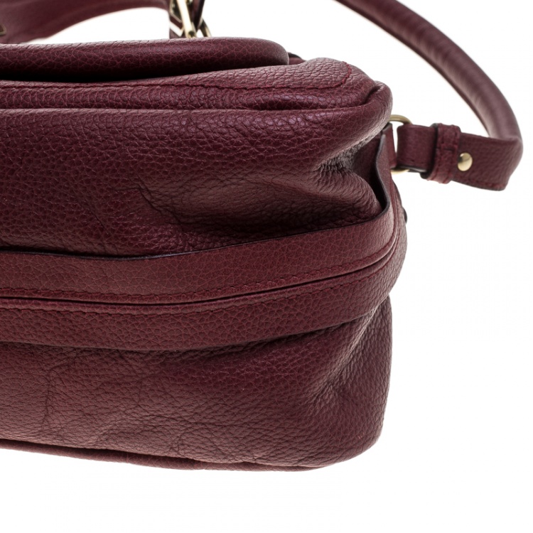 مملوكة مسبقًا Chloe Burgundy Leather Small Paraty Shoulder Bag