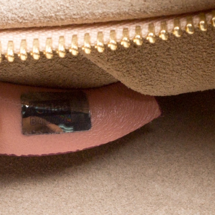Pre Owned Chloe Peach/Burgundy Leather and Suede Faye Shoulder Bag