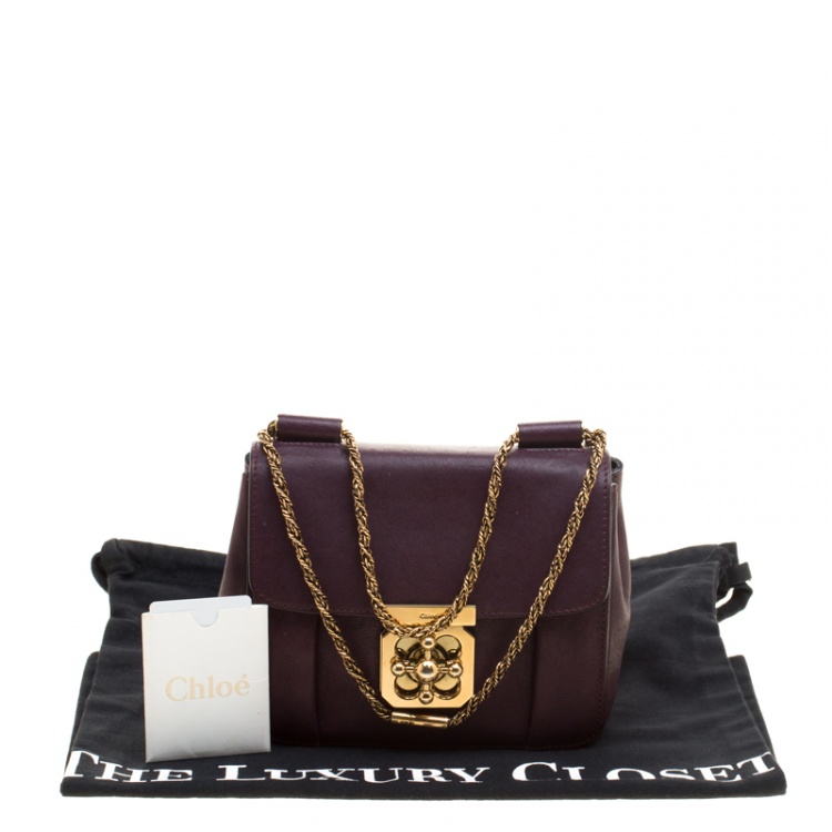 Pre Owned Chloe Purple Leather Small Elsie Shoulder Bag