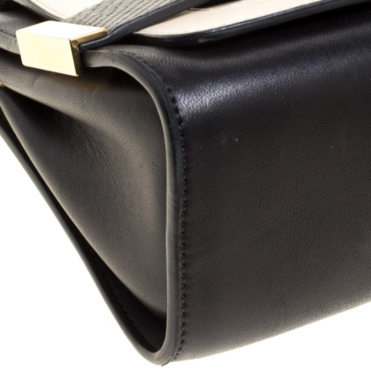 Pre Owned Chloe Black/Light Beige Leather Small Elle Clutch