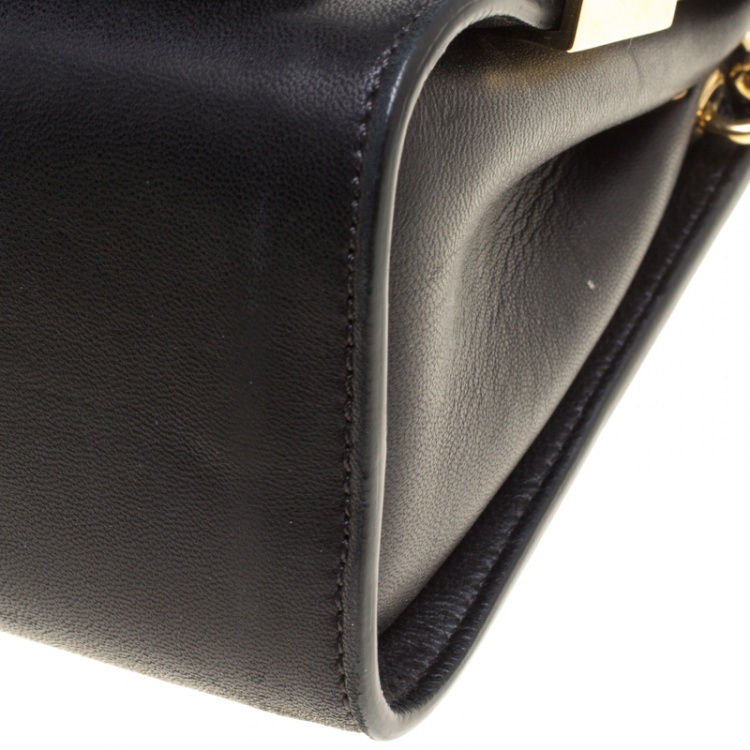 Pre Owned Chloe Black/Light Beige Leather Small Elle Clutch