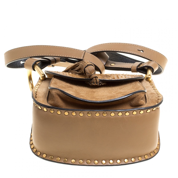 Pre Owned Chloe Brown Leather and Python Mini Hudson Shoulder Bag
