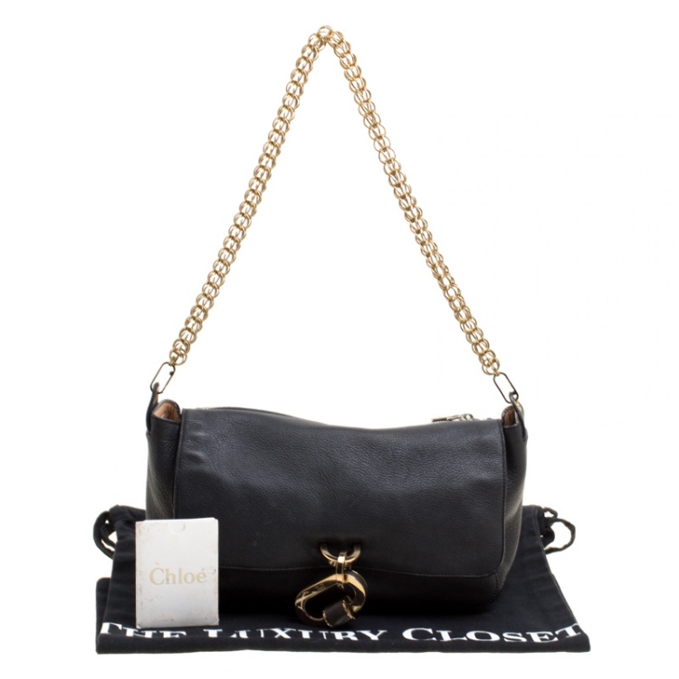 Pre Owned Chloe Black Leather Chain Shoulder Bag