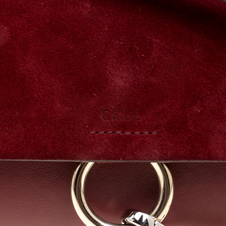 Pre Owned Chloe Burgundy Leather and Suede Mini Faye Shoulder Bag