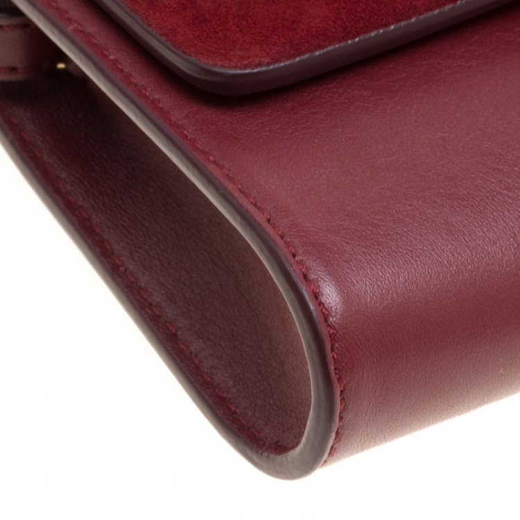 Pre Owned Chloe Burgundy Leather and Suede Mini Faye Shoulder Bag
