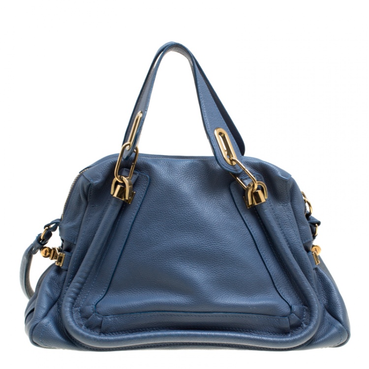 Pre Owned Chloe Blue Leather Medium Paraty Shoulder Bag
