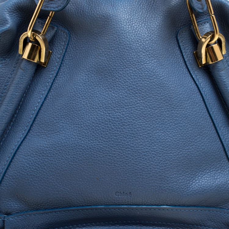 Pre Owned Chloe Blue Leather Medium Paraty Shoulder Bag