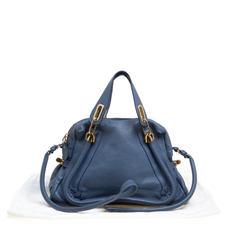 Pre Owned Chloe Blue Leather Medium Paraty Shoulder Bag