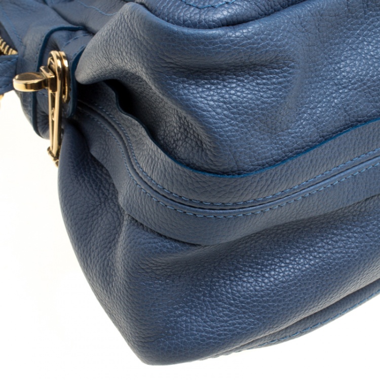 Pre Owned Chloe Blue Leather Medium Paraty Shoulder Bag