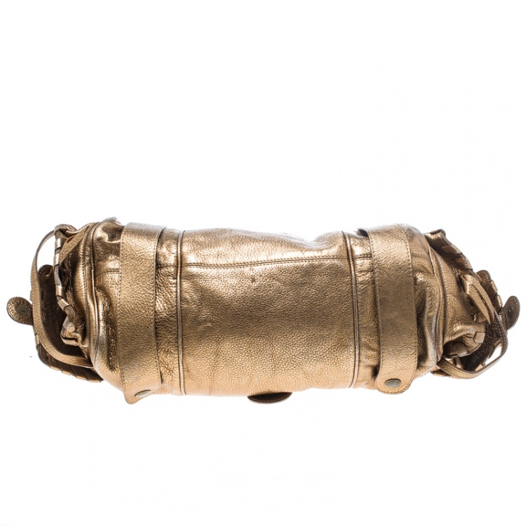 Pre Owned Chloe Metallic Bronze Leather Silverado Satchel