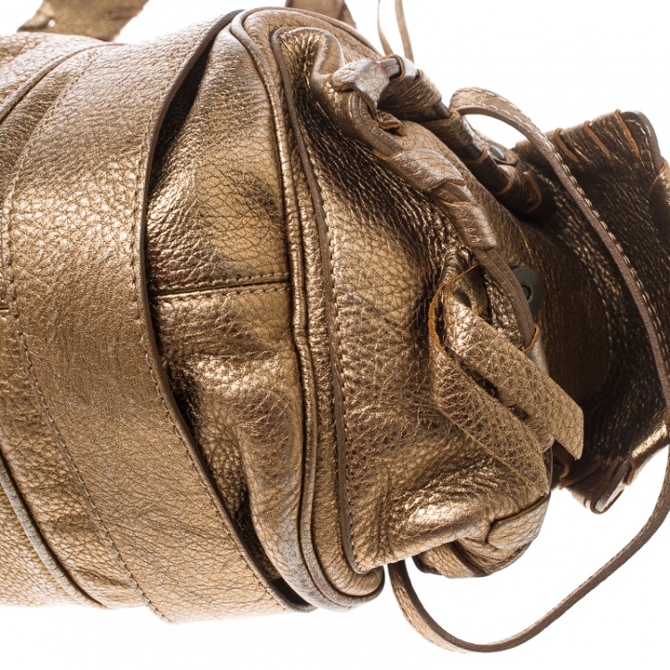 Pre Owned Chloe Metallic Bronze Leather Silverado Satchel
