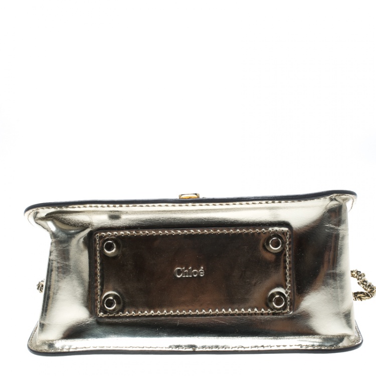Pre Owned Chloe Metallic Gold Leather Sally Shoulder Bag