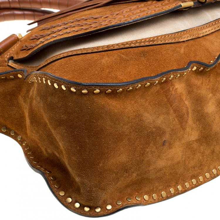 Pre Owned Chloe Brown Suede Medium Marcie Satchel