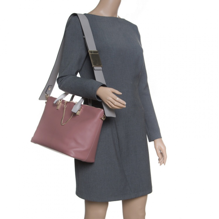 Pre Owned Chloe Beige/Grey Leather Medium Baylee Tote
