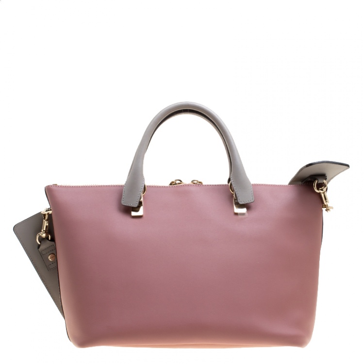Pre Owned Chloe Beige/Grey Leather Medium Baylee Tote