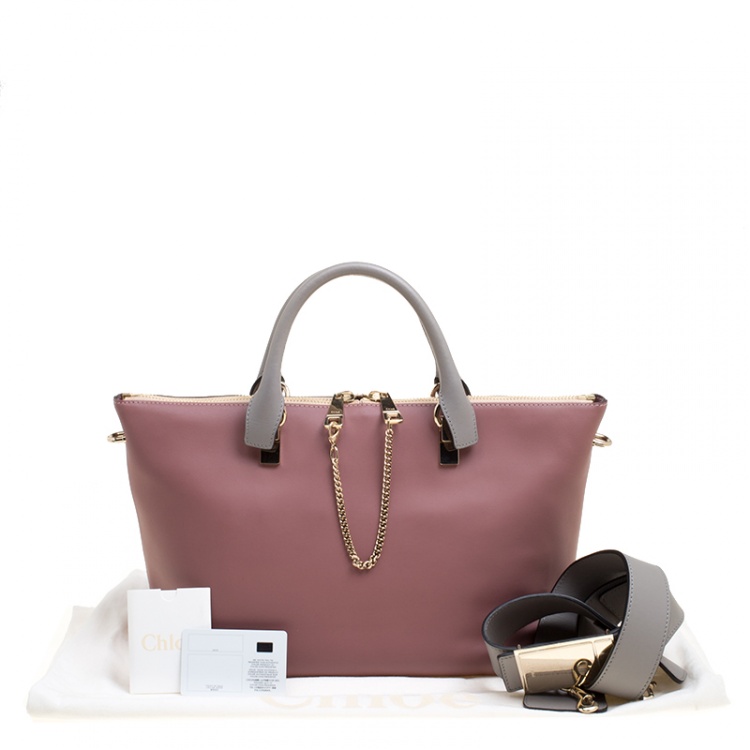 Pre Owned Chloe Beige/Grey Leather Medium Baylee Tote