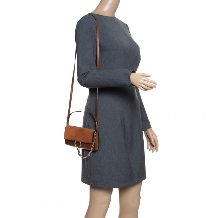 Pre Owned Chloe Brown Leather and Suede Mini Faye Shoulder Bag