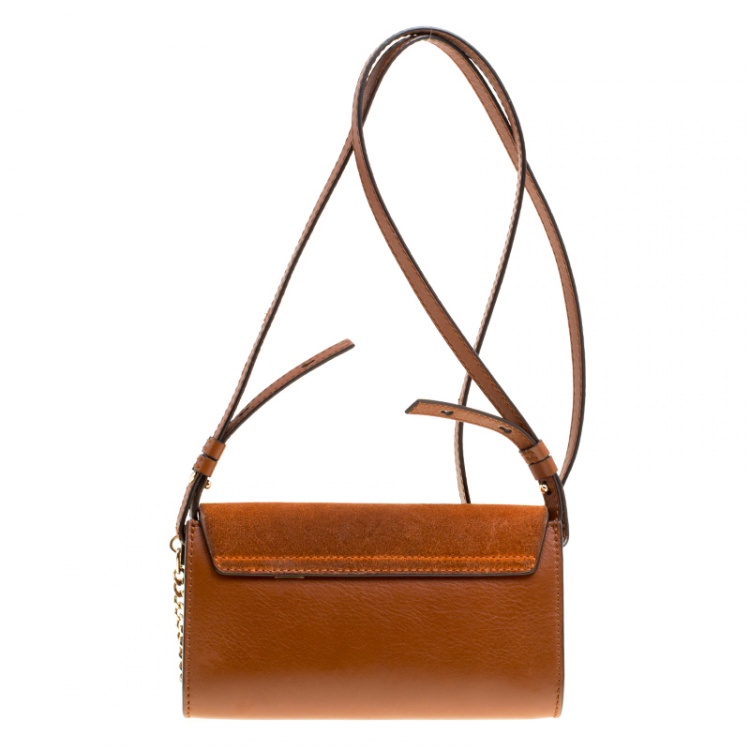 Pre Owned Chloe Brown Leather and Suede Mini Faye Shoulder Bag