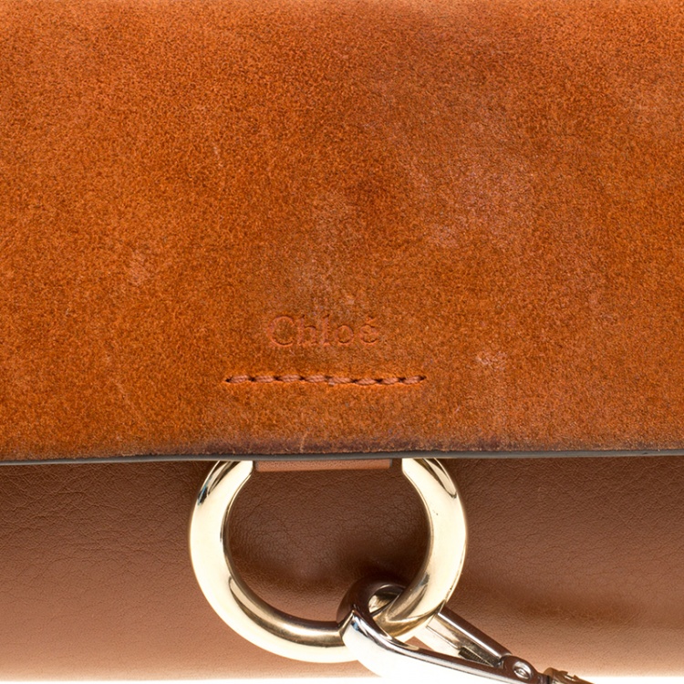 Pre Owned Chloe Brown Leather and Suede Mini Faye Shoulder Bag
