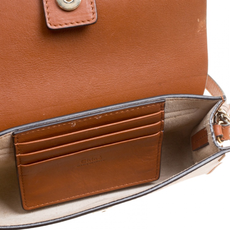 Pre Owned Chloe Brown Leather and Suede Mini Faye Shoulder Bag