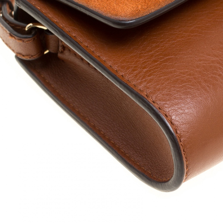 Pre Owned Chloe Brown Leather and Suede Mini Faye Shoulder Bag