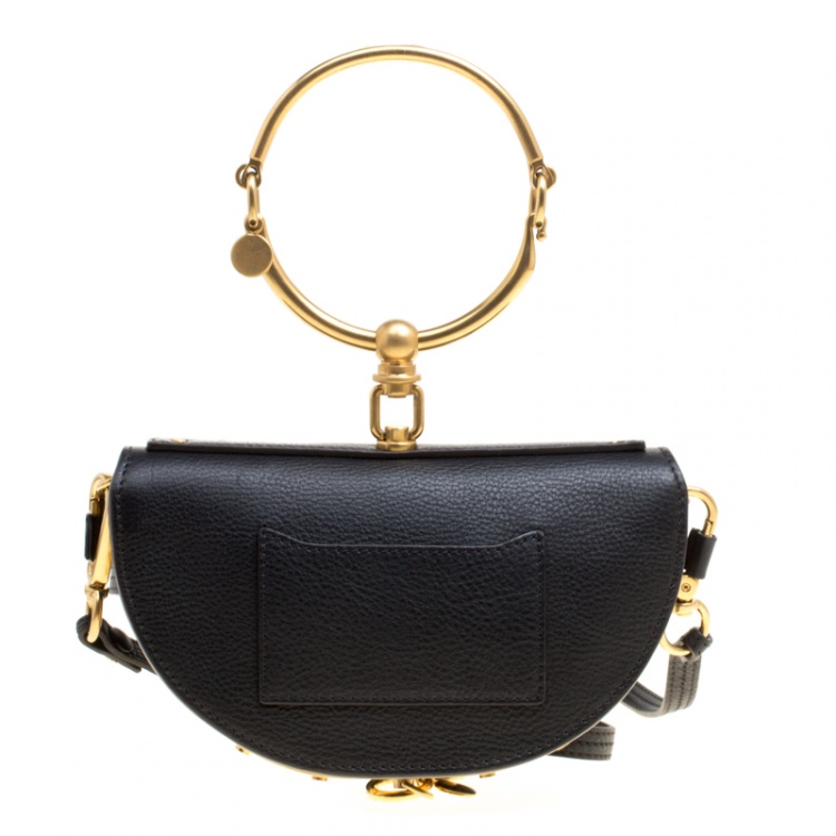 Pre Owned Chloe Black Leather Small Nile Minaudière Crossbody Bag