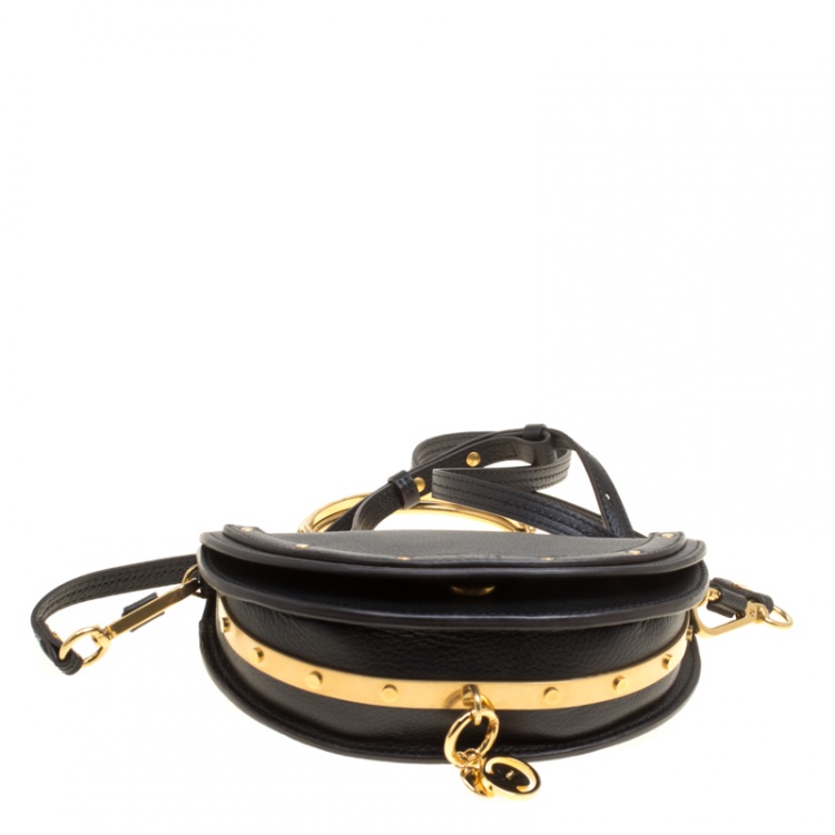 Pre Owned Chloe Black Leather Small Nile Minaudière Crossbody Bag