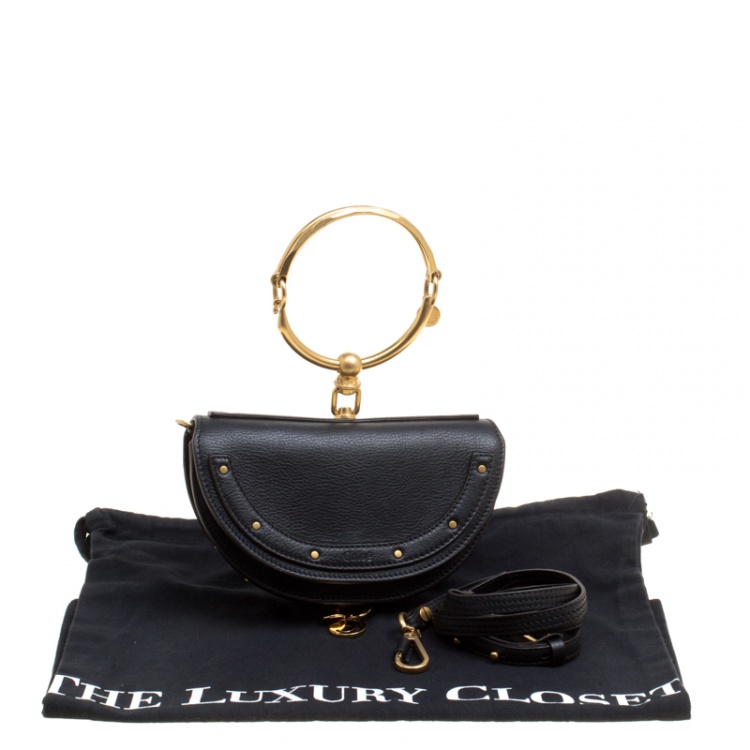 Pre Owned Chloe Black Leather Small Nile Minaudière Crossbody Bag