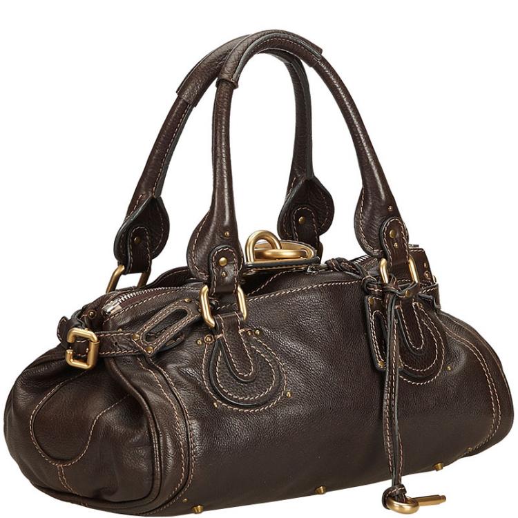Pre Owned Chloe Dark Brown Leather Paddington Everyday Bag